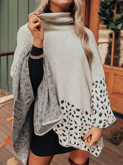 BEAUTIFUL I AM Leopard Turtleneck Poncho