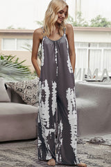 BEAUTIFUL I AM Tie-Dye Spaghetti Strap Pants Jumpsuit with Pockets