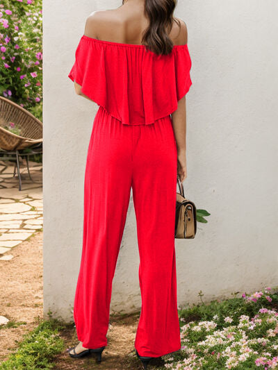 BEAUTIFUL I AM Off-Shoulder Wide Leg Pants Jumpsuit