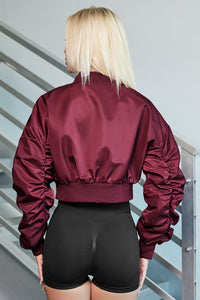 BEAUTIFUL I AM Zip-Up Ruched Cropped Jacket