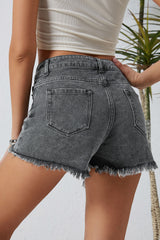 BEAUTIFUL I AM Distressed Raw Hem Denim Shorts