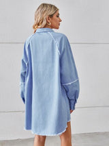 BEAUTIFUL I AM Raw Hem Button Up Denim Dress