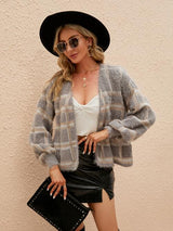 BEAUTIFUL I AM Open Front Plaid Long Sleeve Cardigan