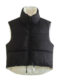 BEAUTIFUL I AM Zip Up Drawstring Reversible Jacket Vest