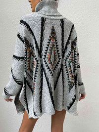 BEAUTIFUL I AM Turtleneck Slit Geometric Sweater