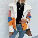 BEAUTIFUL I AM Color Block Button Down Collared Jacket