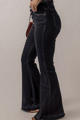 BEAUTIFUL I AM Button-Fly Flare Jeans with Pockets