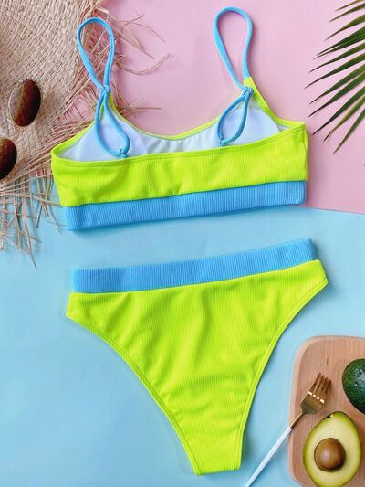 BEAUTIFUL I AM Scoop Neck Spaghetti Strap Two-Piece Swim Set