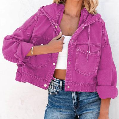 BEAUTIFUL I AM Hooded Dropped Shoulder Denim Jacket