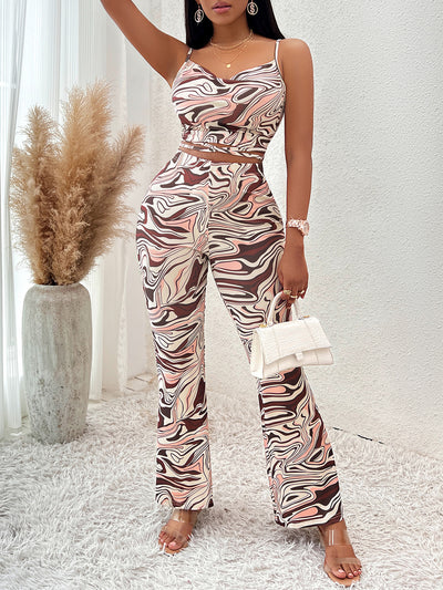 BEAUTIFUL I AM Printed Sleeveless Wide Leg Pants Jumpsuit