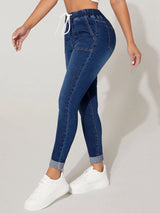 BEAUTIFUL I AM Drawstring Cropped Jeans