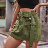 BEAUTIFUL I AM Belted Denim with Pockets Shorts