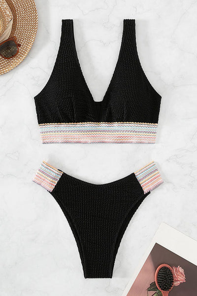 BEAUTIFUL I AM Contrast Textured High Cut Swim Set