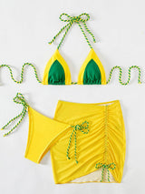 BEAUTIFUL I AM Contrast Tied Three-Piece Swim Set