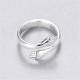 BEAUTIFUL I AM Hug Shape 925 Sterling Silver Jewelry Bypass Ring