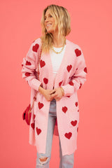 BEAUTIFUL I AM Heart Graphic Open Front Cardigan with Pockets