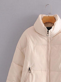 BEAUTIFUL I AM Zip Up Drawstring Winter Jacket Coat with Pockets