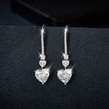 BEAUTIFUL I AM 5.44 Carat 925 Sterling Silver Moissanite Jewelry Heart Drop Earrings