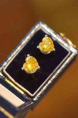 BEAUTIFUL I AM 2 Carat Yellow Heart Moissanite Jewelry Platinum-Plated Earrings