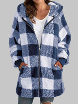 BEAUTIFUL I AM Plaid Zip-Up Hooded Jacket with Pockets