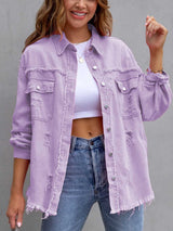 BEAUTIFUL I AM Distressed Drop Shoulder Denim Jacket