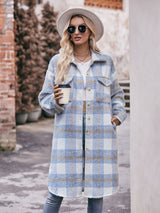 BEAUTIFUL I AM Plaid Dropped Shoulder Slit Jacket Coat