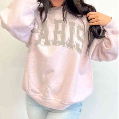 BEAUTIFUL I AM Letter Graphic Round Neck Drop Shoulder Sweatshirt