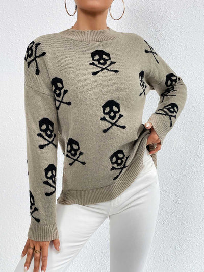 BEAUTIFUL I AM Patterned Drop Shoulder Sweater