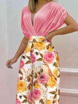 BEAUTIFUL I AM Printed Surplice Top and Wide Leg Pants Set