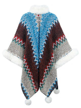 BEAUTIFUL I AM Color Block Open Front Poncho