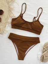 BEAUTIFUL I AM Scoop Neck Spaghetti Strap Two-Piece Swim Set