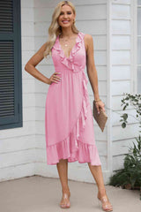 BEAUTIFUL I AM Ruffled Sleeveless Midi Dress