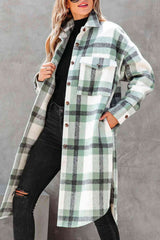 BEAUTIFUL I AM Plaid Collared Button Down Jacket Coat