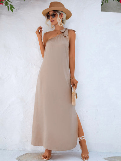 BEAUTIFUL I AM One-Shoulder Slit Maxi Dress