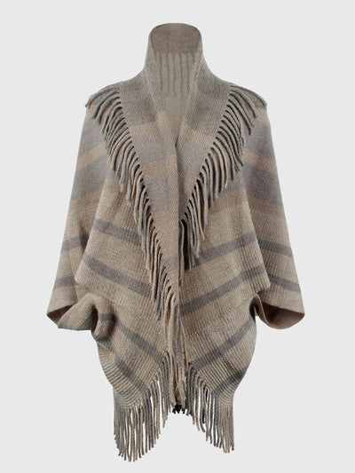 BEAUTIFUL I AM Fringe Detail Open Front Poncho