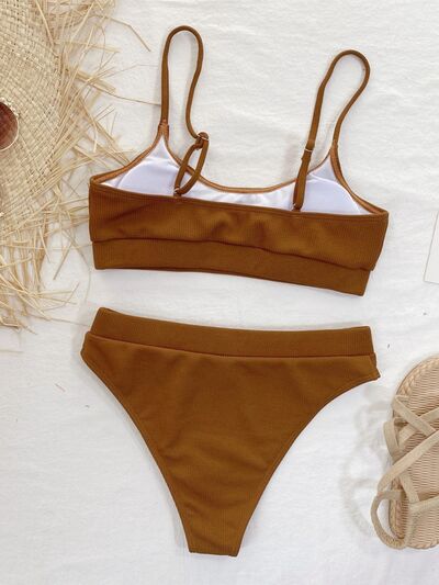 BEAUTIFUL I AM Scoop Neck Spaghetti Strap Two-Piece Swim Set