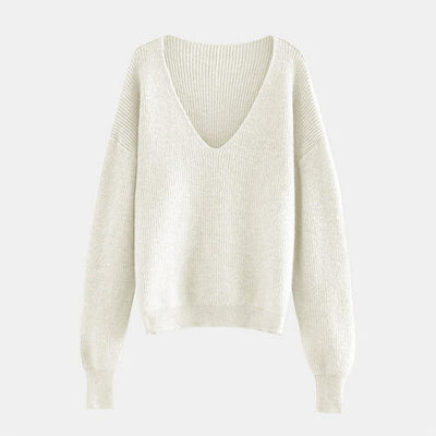 BEAUTIFUL I AM V-Neck Dropped Shoulder Long Sleeve Sweater