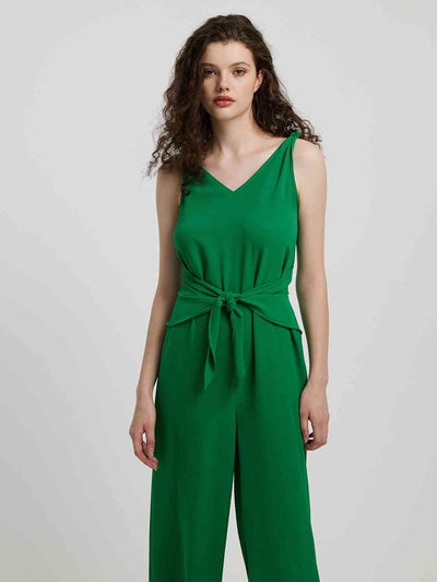 BEAUTIFUL I AM Knot Detail Tie Front Sleeveless Pants Jumpsuit