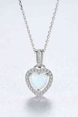 BEAUTIFUL I AM Opal Heart Pendant Jewelry 925 Sterling Silver Necklace