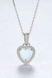 BEAUTIFUL I AM Opal Heart Pendant Jewelry 925 Sterling Silver Necklace