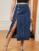 BEAUTIFUL I AM Button Down Denim Skirt