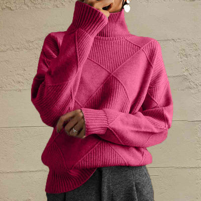 BEAUTIFUL I AM Geometric Turtleneck Long Sleeve Sweater