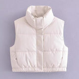 BEAUTIFUL I AM Zip-Up Drawstring Puffer Vest Jacket