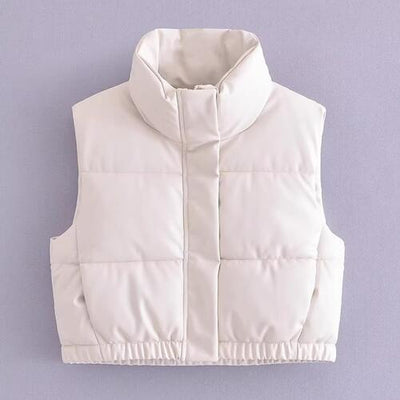 BEAUTIFUL I AM Zip-Up Drawstring Puffer Vest Jacket