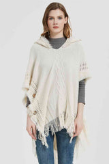 BEAUTIFUL I AM Fringe Hem Hooded Poncho