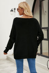 BEAUTIFUL I AM Boat Neck Dropped Shoulder Knit Top Sweater