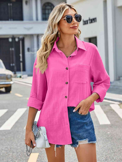 BEAUTIFUL I AM Button Up Collared Neck Long Sleeve Shirt