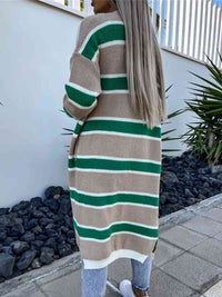 BEAUTIFUL I AM Striped Open Front Longline Cardigan