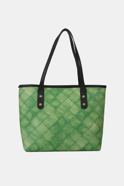 BEAUTIFUL I AM Plaid PU Leather Tote Bag