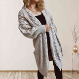 BEAUTIFUL I AM Cable-Knit Open Front Dropped Shoulder Cardigan